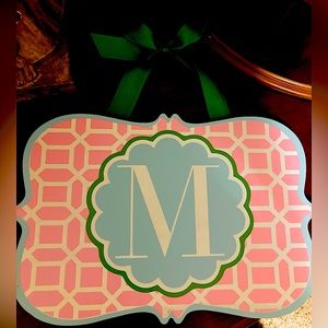 Designer Name Plate M Initial Room Decor